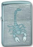 Купить Зажигалка ZIPPO Scorpion, с покрытием Brushed Chrome, латунь/сталь, серебристая, 38x13x57 мм арт. 200 Scorpion