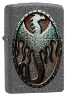 Купить Зажигалка ZIPPO Metal Dragon Shield Design с покрытием Iron Stone™, латунь/сталь, серая, 38x13x57 мм арт. 49072