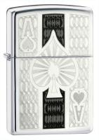 Купить Зажигалка ZIPPO Ace с покрытием High Polish Chrome, латунь/сталь, серебристая, 38x13x57 мм арт. 24196