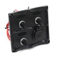 Купить Панель переключателей 3шт с гнездом прикуривателя ( с подсветкой) NEKEKE арт. TF3J/C