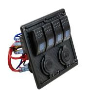 Купить Панель бортового питания 4 переключателя, USB зарядка, разъем прикуривателя арт. MR4H1P1U