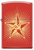 Зажигалка ZIPPO Серп и Молот и Звезда, с покрытием Red Matte, латунь/сталь, красная, 38x13x57 мм