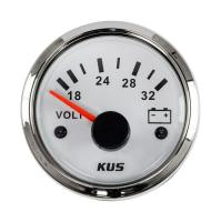 Вольтметр аналоговый 18-32 В; белый циферблат; нержавеющий ободок; д. 52 мм
