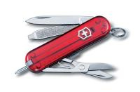 Нож-брелок VICTORINOX Signature, 58 мм, 7 функций, полупрозрачный красный