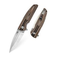 Купить Нож Bestech Fin сталь 14C28N, рукоять G10 черно-оранжевая-бежевая арт. BG34C-1