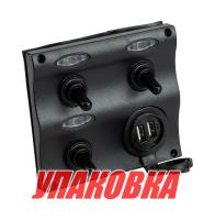 Купить Панель бортового питания 3 переключателя, USB зарядка, индикация (упаковка из 24 шт.) арт. C91359LED_pkg_24