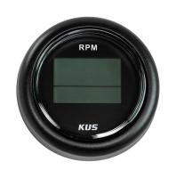 Тахометр 0-8000 об/мин со счетчиком моточасов делитель 1-300, черный циферблат, черный ободок