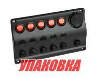Купить Панель бортового питания 5 переключателей, разъем прикуривателя, индикация, автоматы (упаковка из 6 шт.) арт. 10226-BK_pkg_6
