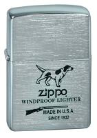 Зажигалка ZIPPO Hunting Tools, с покрытием Brushed Chrome, латунь/сталь, серебристая, 38x13x57 мм