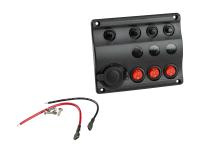 Купить Панель бортового питания 3 переключателя, разъем прикуривателя, индикация, автоматы арт. 10027-BK