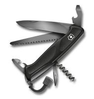 Купить Нож перочинный VICTORINOX RangerGrip 55 Onyx Black, 130 мм, 12 функций, с фиксатором лезвия, чёрный арт. 0.9563.C31P