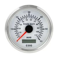 GPS-спидометр аналоговый 0-60 узлов; белый циферблат; нержавеющий ободок; выносная антенна; д. 85 мм