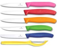 Купить Набор из 6 ножей VICTORINOX: овощечистка, 3 ножа для овощей, столовый нож, нож для пиццы и стейка арт. 6.7127.6L14