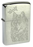 Зажигалка ZIPPO Wolf, с покрытием Brushed Chrome, латунь/сталь, серебристая, матовая, 38x13x57 мм