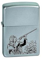 Зажигалка ZIPPO Hunter с покрытием Satin Chrome™, латунь/сталь, серебристая, матовая, 38x13x57 мм