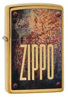 Купить Зажигалка ZIPPO Rusty Plate с покрытием Brushed Brass, латунь/сталь, золотистая, 38x13x57 мм арт. 29879