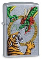 Купить Зажигалка ZIPPO Dragon Design с покрытием Street Chrome™, латунь/сталь, серебристая, 38x13x57 мм арт. 29837
