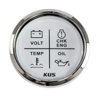 Указатель аварийной сигнализации двигателя; белый циферблат; нержавеющий ободок; д. 52 мм