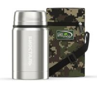 Термос для еды Biostal Охота (0,5 литра), с термочехлом, стальной