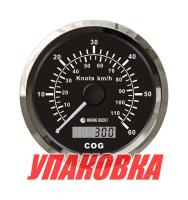 Купить GPS-спидометр аналоговый 0-60 узлов, черный циферблат, нержавеющий ободок, выносная антенна, д. 85 мм, Marine Rocket (упаковка из 8 шт.) арт. SMAGPS060BSMR_pkg_8