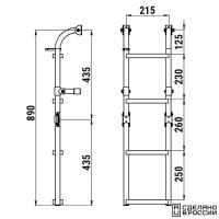 Купить Трап складной с вертикальным креплением, 4 ступени ироко (ширина 215мм.) арт. 040120T