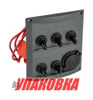 Купить Панель бортового питания 5 переключателей, разъем прикуривателя, предохранители (упаковка из 6 шт.) арт. 10160-BK_pkg_6
