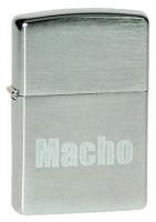 Зажигалка ZIPPO Macho, с покрытием Brushed Chrome, латунь/сталь, серебристая, матовая, 38x13x57 мм
