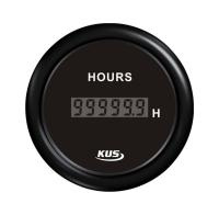 Счетчик моточасов цифровой 0-99999, 9 ч., черный циферблат, черный ободок, д. 52 мм