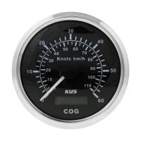 GPS-спидометр аналоговый 0-60 узлов; черный циферблат; нержавеющий ободок; выносная антенна; д. 85 мм