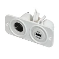 Панель с USB-разъемом 5В/2.4А и прикуривателем, белая