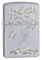 Купить Зажигалка ZIPPO Money Tree Design с покрытием Satin Chrome, латунь/сталь, серебристая, 38x13x57 мм арт. 29999