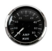 Амперметр аналоговый -/+80 А, черный циферблат, нержавеющий ободок, д. 52 мм