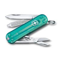 Купить Нож-брелок VICTORINOX Classic SD Colors "Tropical Surf", 58 мм, 7 функций, полупрозрачный бирюзовый арт. 0.6223.T24G