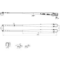 Купить Поводок стеклоочистителя пантографный W.E 450-550мм, посадка на вал M8-10 (тип-XS) арт. D-003(B) 450-550