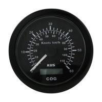 GPS-спидометр аналоговый 0-60 узлов, черный циферблат, черный ободок, выносная антенна, д. 85 мм