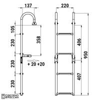 Купить Трап складной с горизонтальным креплением, 4 белых ступени (ширина 220 мм.) арт. 040177WT