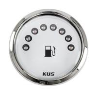 Указатель уровня топлива светодиодный; белый циферблат; нержавеющий ободок; д. 52 мм