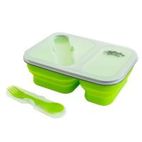 Tramp контейнер силиконовый 2 отсека с ловилкой.Оливковый.