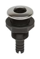 Разъем водосброса пластиковый с крышкой из нержавеющей стали под шланг 16 мм, черный