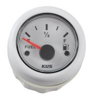 Указатель уровня топлива 0-190 Ом (ЕВРО), белый циферблат, белый ободок, д. 52 мм