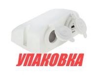 Разъем USB 5В 2.1А и прикуриватель для крепления на приборную панель, белый (упаковка из 10 шт.)