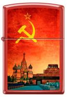 Зажигалка ZIPPO Красная Москва, с покрытием Red Matte, латунь/сталь, красная, матовая, 38x13x57 мм