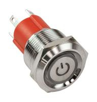 Купить Кнопка с фиксацией, подсветка красная, 12 В, д. 19мм арт. 4620136058964
