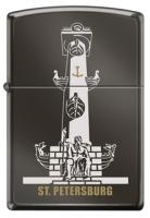 Купить Зажигалка ZIPPO Ростральная колонна, с покрытием Black Ice®, латунь/сталь, чёрная, 38x13x57 мм арт. 150 ROSTRAL COLUMN