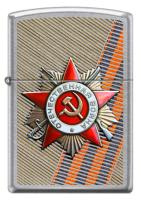 Зажигалка ZIPPO День победы с покрытием Street Chrome™, латунь/сталь, серебристая, 38x13x57 мм