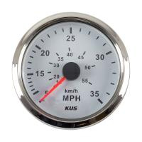 Спидометр манометрический 0-35 MPH; белый циферблат; нержавеющий ободок; д. 85 мм