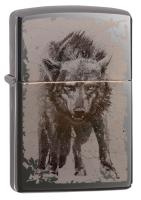 Купить Зажигалка ZIPPO Wolf Design с покрытием Black Ice®, латунь/сталь, чёрная, глянцевая, 38x13x57 мм арт. 49073