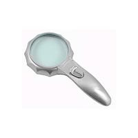 Купить Лупа Kromatech ручная граненая 4х, 75 мм, с подсветкой (6 LED), серебристая TH-600556 арт. 1091802