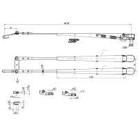 Купить Поводок стеклоочистителя пантографный W.E 400-500мм, посадка на вал M8-10 (тип-H) арт. D-009(B) 400-500