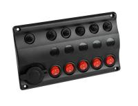Купить Панель бортового питания 5 переключателей, разъем прикуривателя, индикация, автоматы арт. 10226-BK